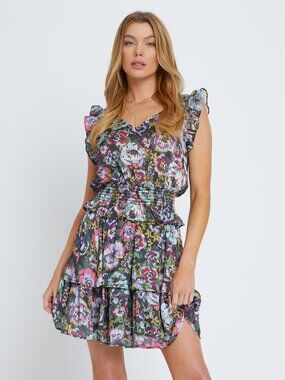 Floral 2 Piece Set Ruffle Sleeve Top and Tiered Skirt